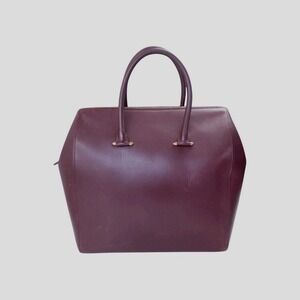 Cartier Leather Travel Bag‎ Handbag Red Bordeaux Burgundy Large Boston Satchel